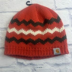 NWOT Carhartt Zigzag Knit Beanie - Burnt Orange, Charcoal & White. OS.